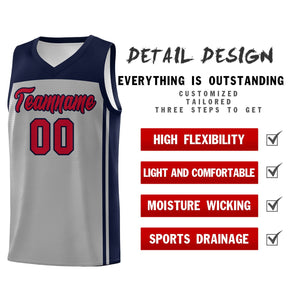 Custom Grey Navy Classic Sets Sports Uniform Basketball Jersey