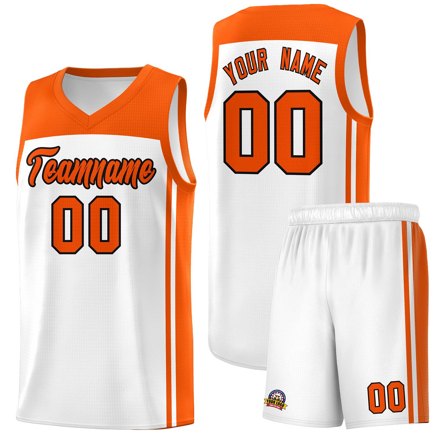 Custom White Orange Classic Sets Sports Uniform Basketball Jersey