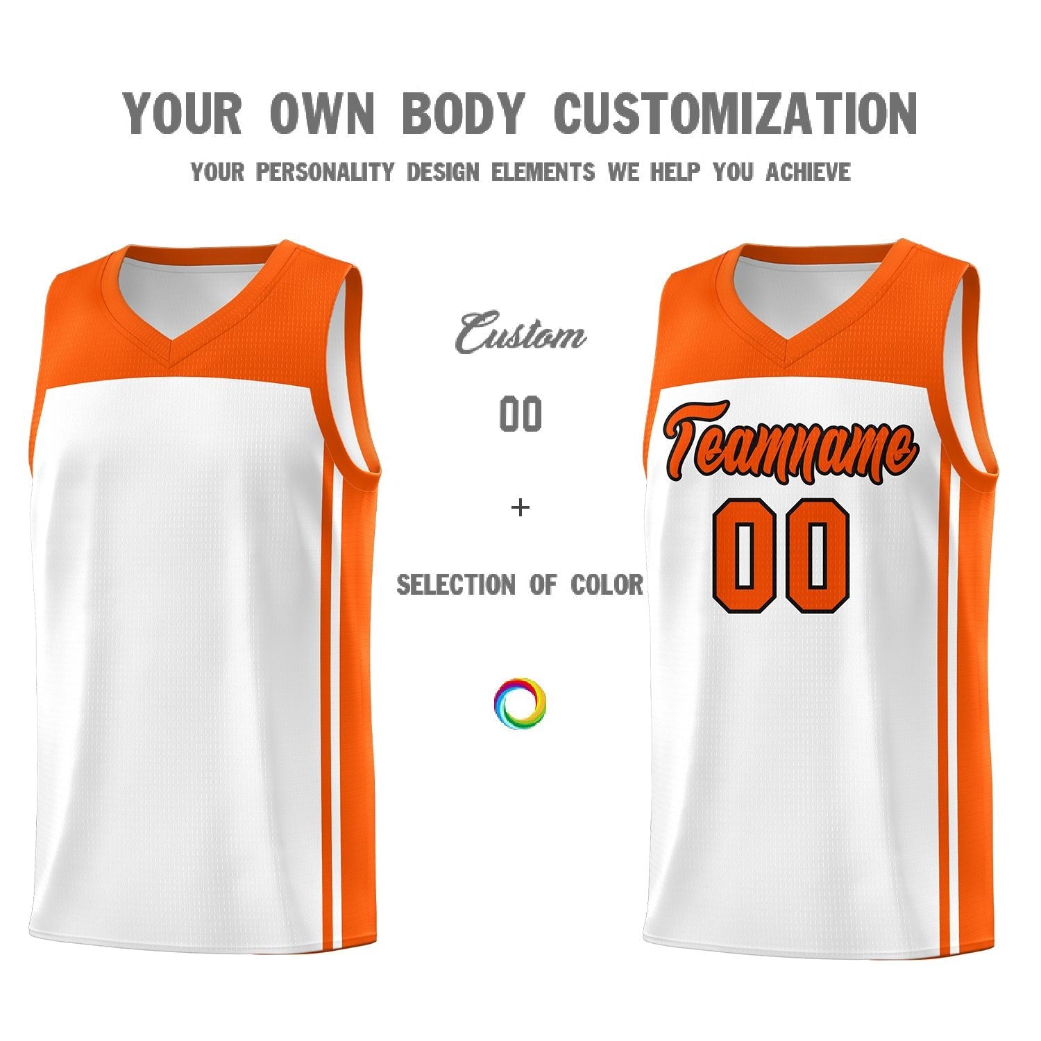 Custom White Orange Classic Sets Sports Uniform Basketball Jersey