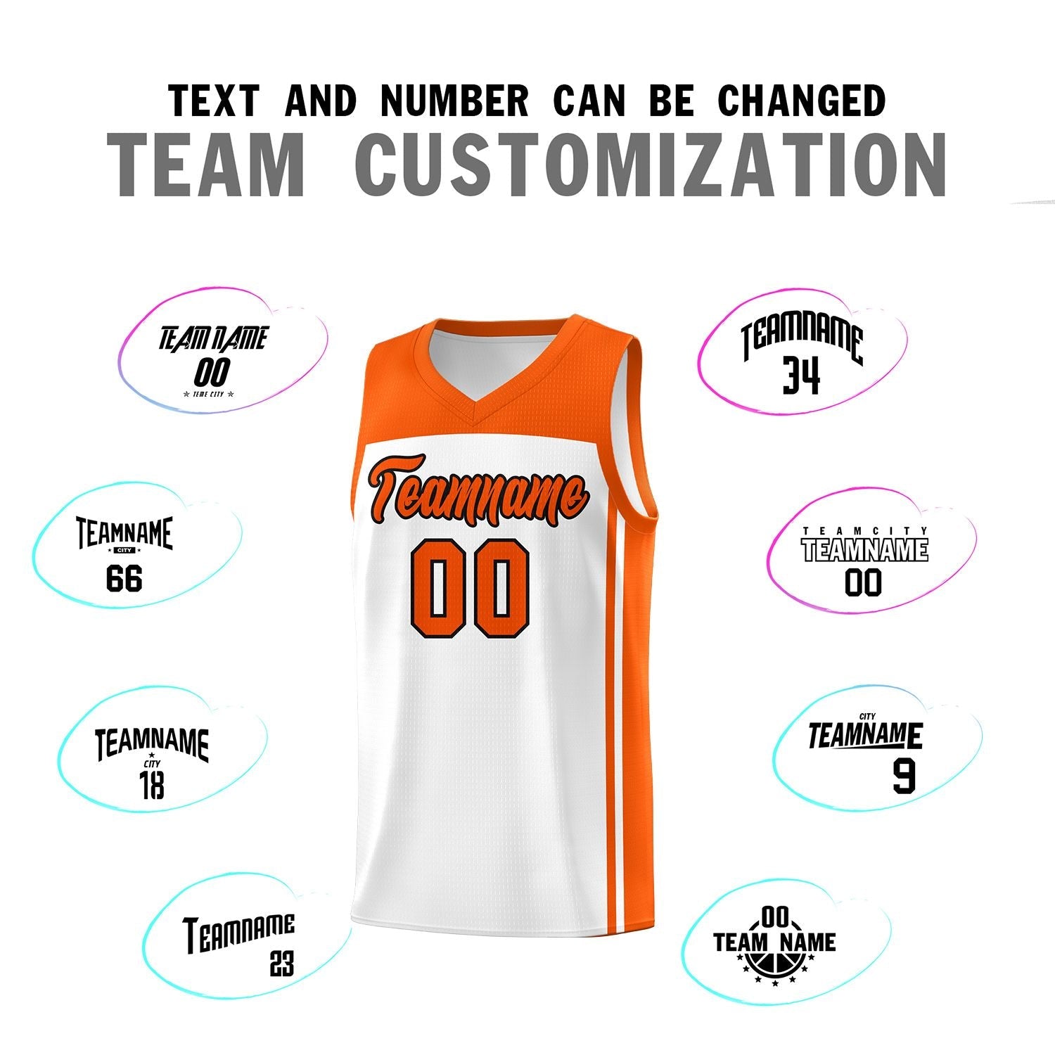 Custom White Orange Classic Sets Sports Uniform Basketball Jersey