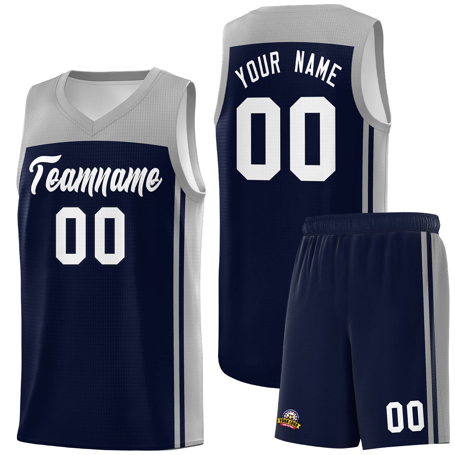 Custom Navy Grey Classic Sets Sports Uniform Basketball Jersey