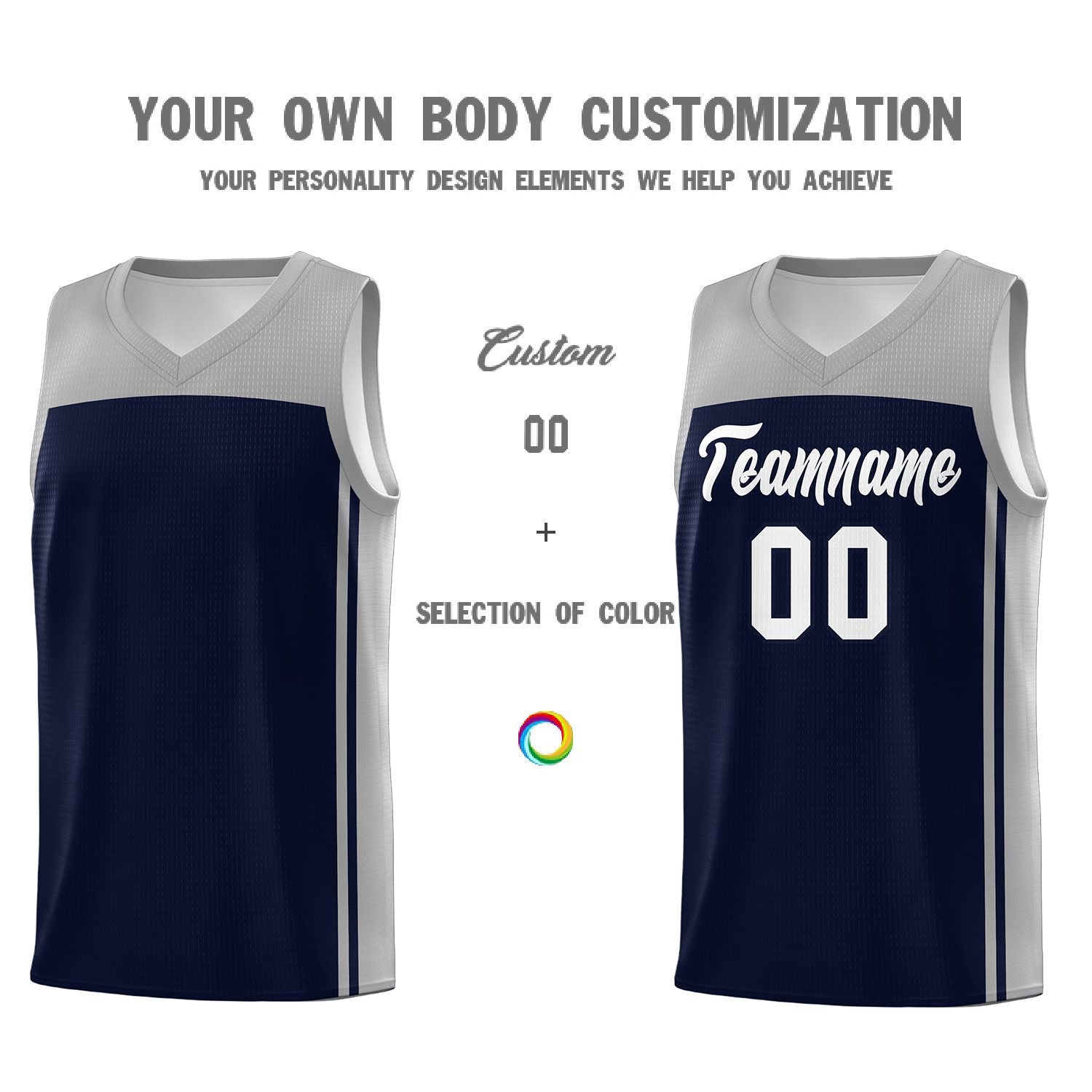 Custom Navy Grey Classic Sets Sports Uniform Basketball Jersey