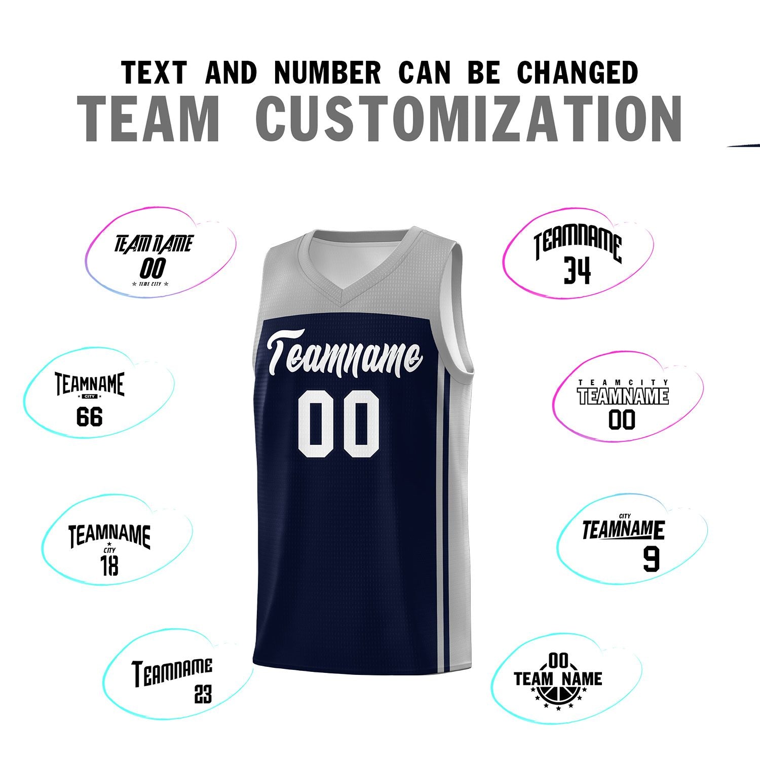 Custom Navy Grey Classic Sets Sports Uniform Basketball Jersey