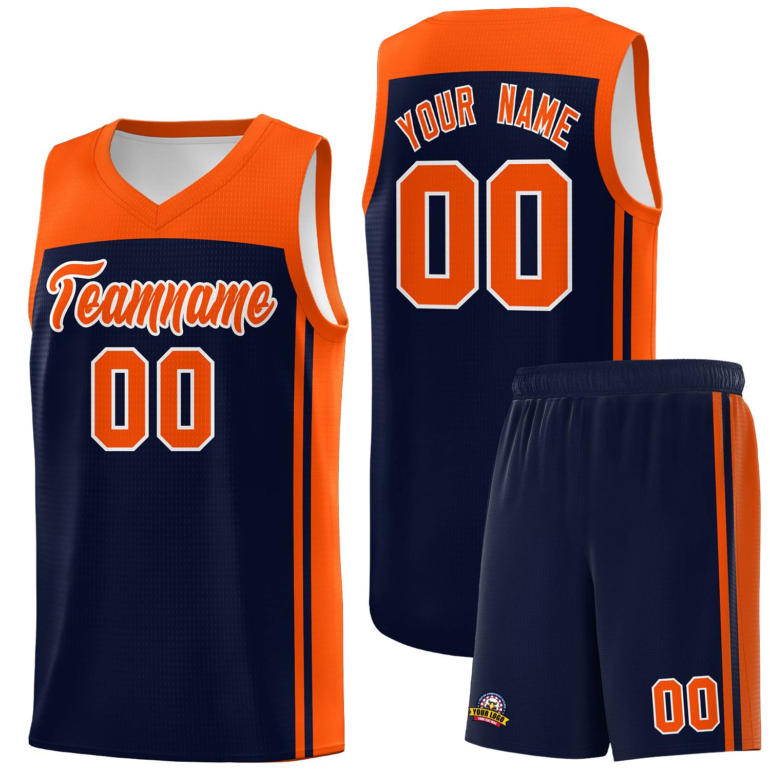 Custom Navy Orange Classic Sets Sports Uniform Basketball Jersey