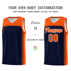 Custom Navy Orange Classic Sets Sports Uniform Basketball Jersey