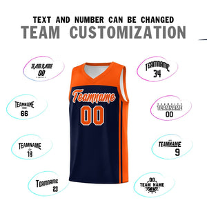 Custom Navy Orange Classic Sets Sports Uniform Basketball Jersey