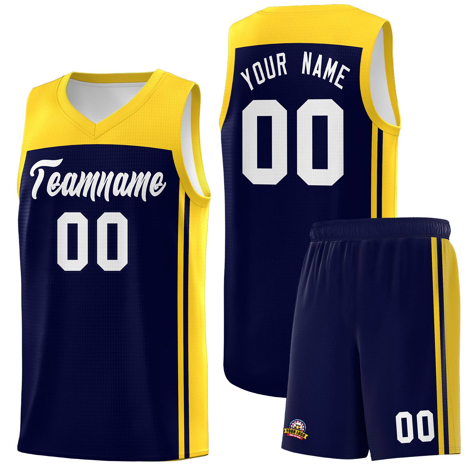 Custom Navy Gold Classic Sets Sports Uniform Basketball Jersey