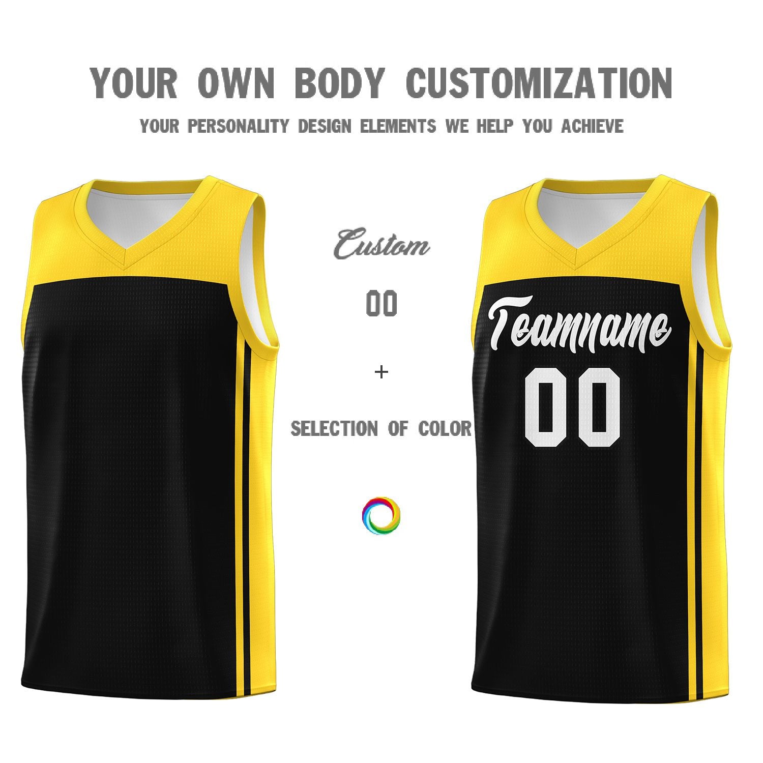 Custom Black Gold Classic Sets Sports Uniform Basketball Jersey