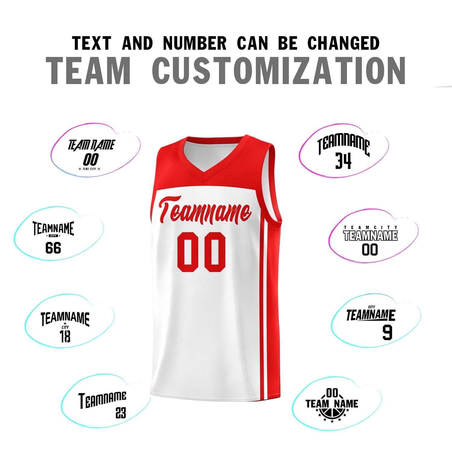 Custom White Red Classic Sets Sports Uniform Basketball Jersey