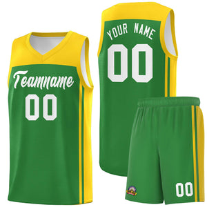 Custom Kelly Green Gold Classic Sets Sports Uniform Basketball Jersey