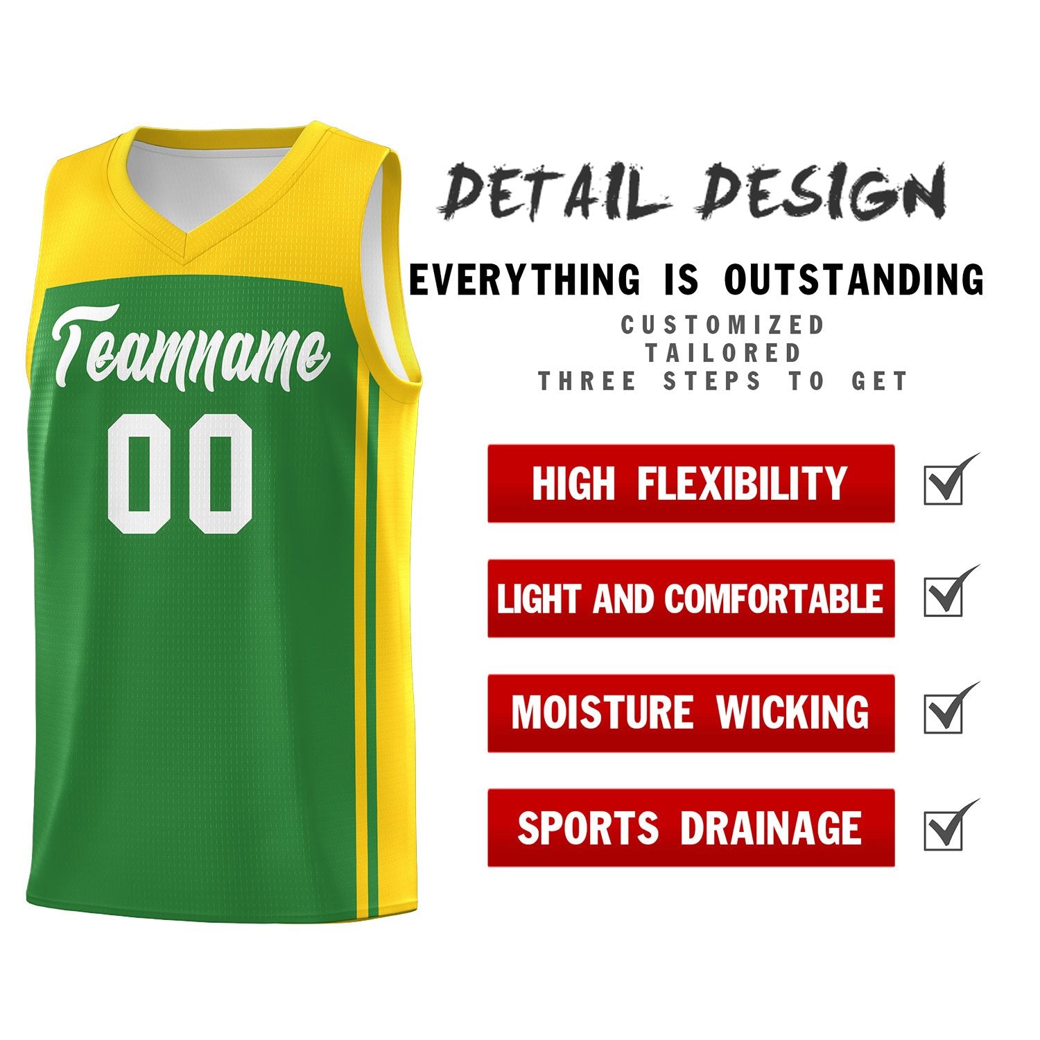 Custom Kelly Green Gold Classic Sets Sports Uniform Basketball Jersey