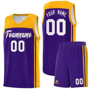 Custom Purple Yellow Classic Sets Sports Uniform Basketball Jersey