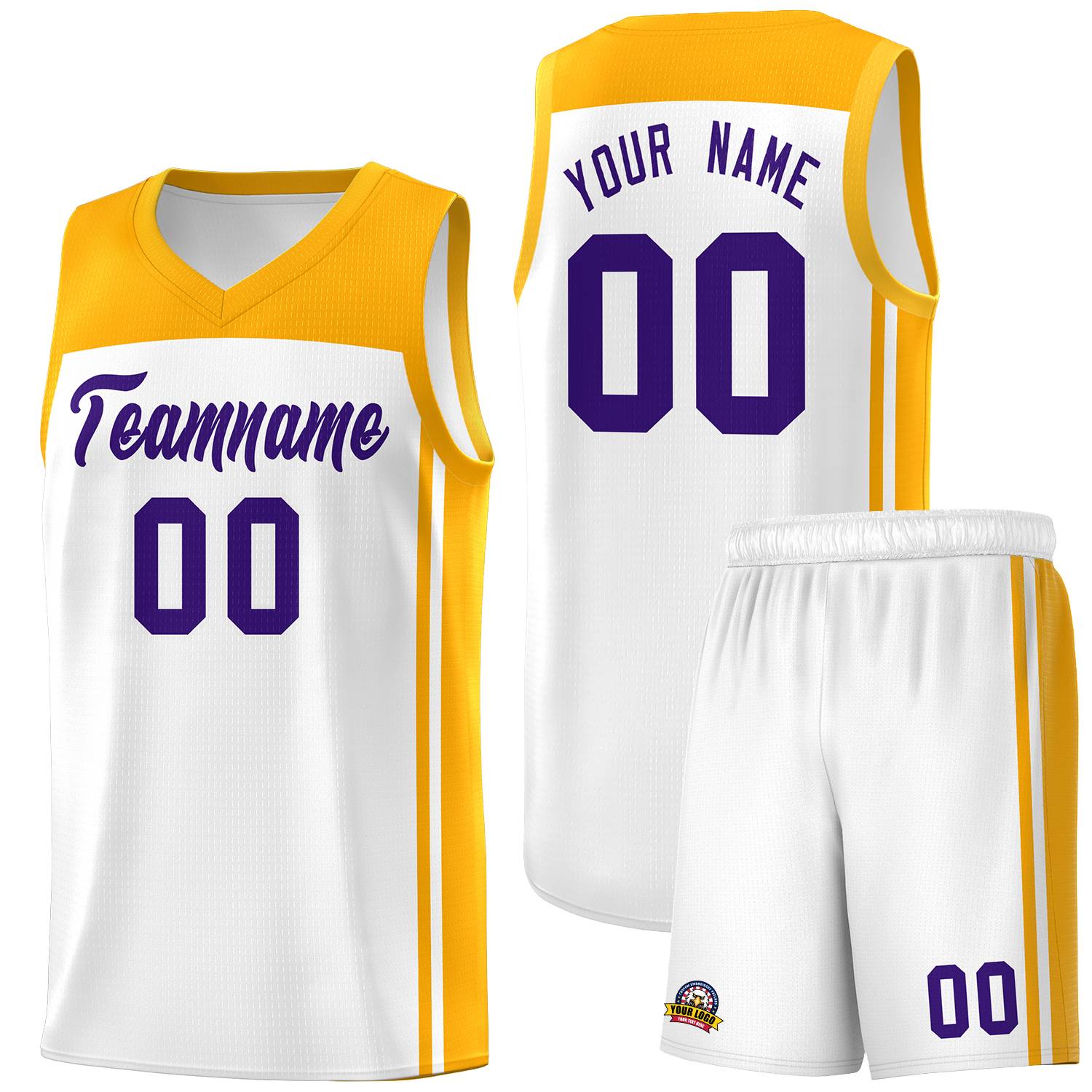 Custom White Yellow Classic Sets Sports Uniform Basketball Jersey