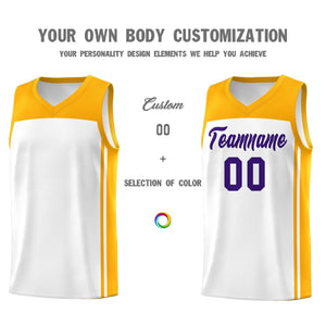 Custom White Yellow Classic Sets Sports Uniform Basketball Jersey