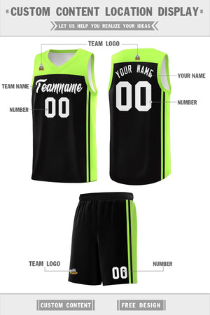 Custom Black Neon Green Classic Sets Sports Uniform Basketball Jersey