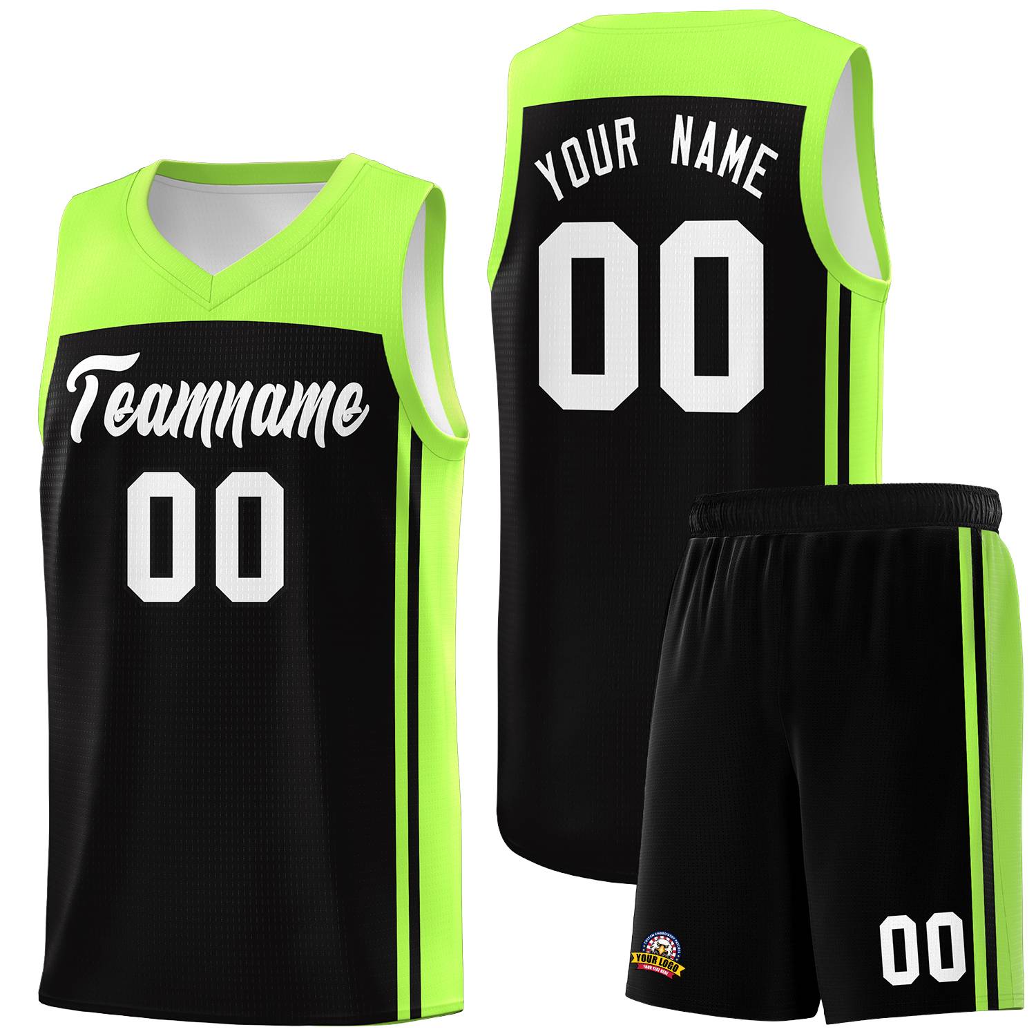 Custom Black Neon Green Classic Sets Sports Uniform Basketball Jersey