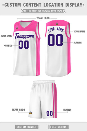 Custom White Pink Classic Sets Sports Uniform Basketball Jersey