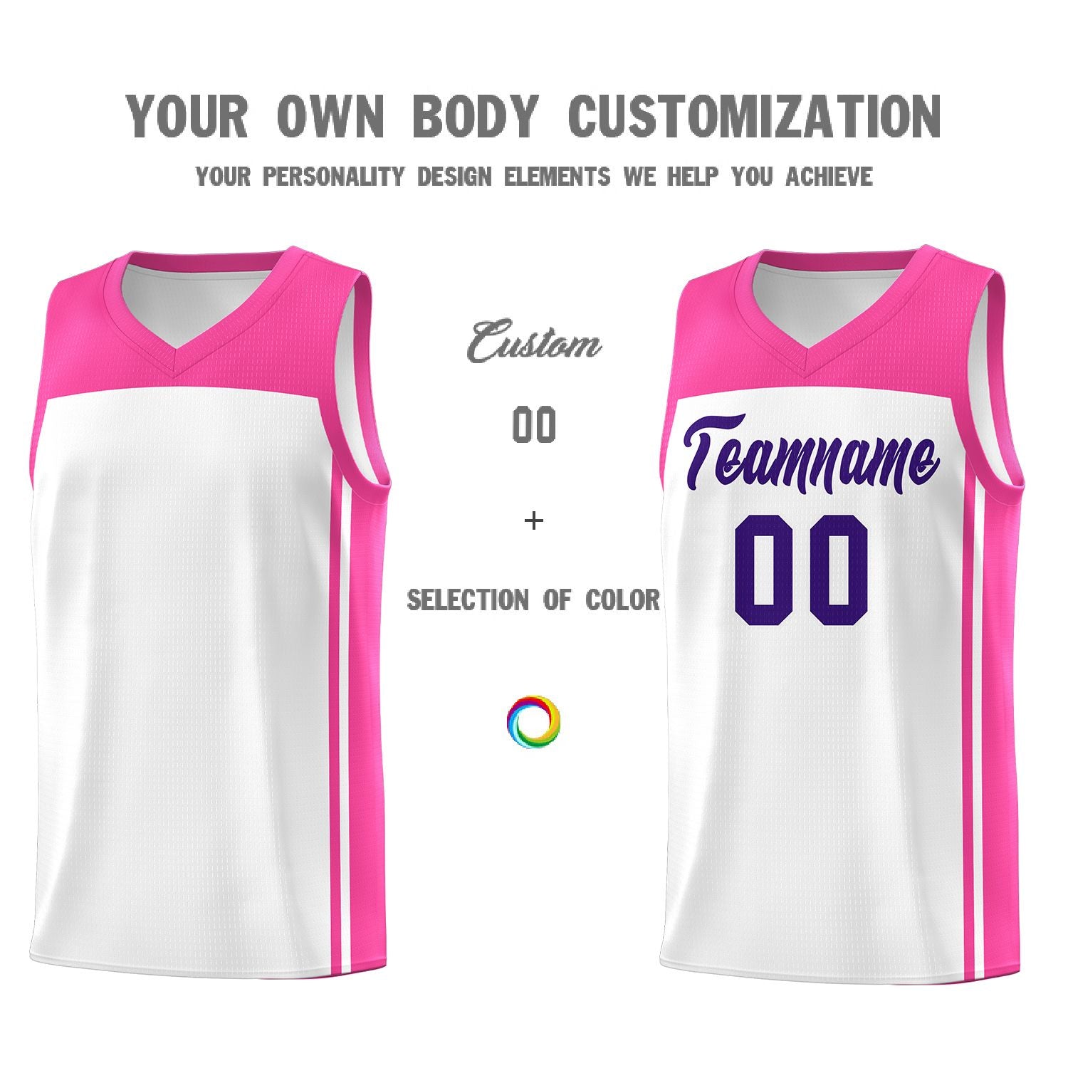 Custom White Pink Classic Sets Sports Uniform Basketball Jersey