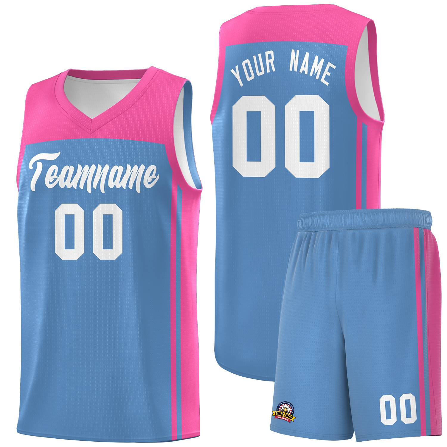 Custom Light Blue Pink Classic Sets Sports Uniform Basketball Jersey