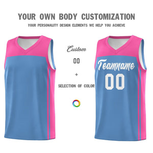 Custom Light Blue Pink Classic Sets Sports Uniform Basketball Jersey