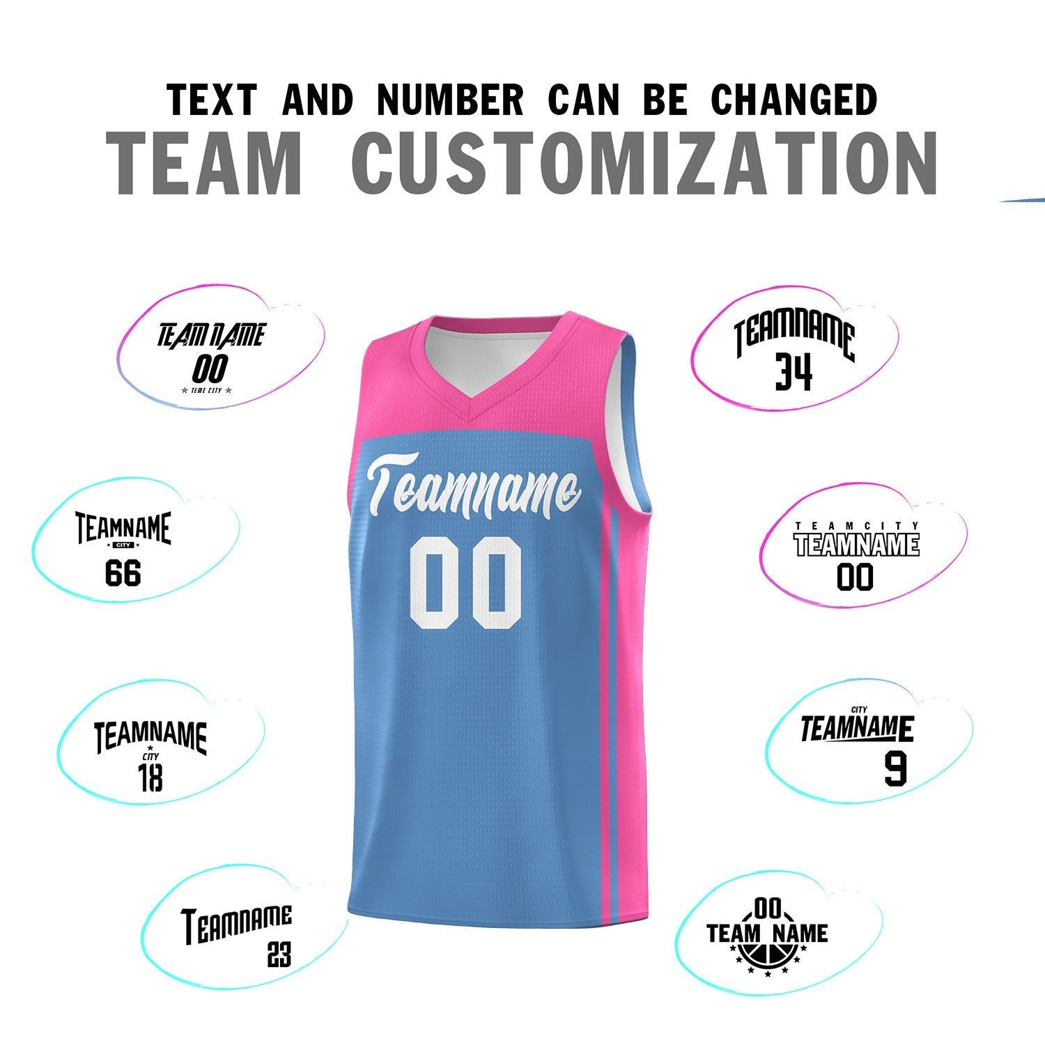 Custom Light Blue Pink Classic Sets Sports Uniform Basketball Jersey