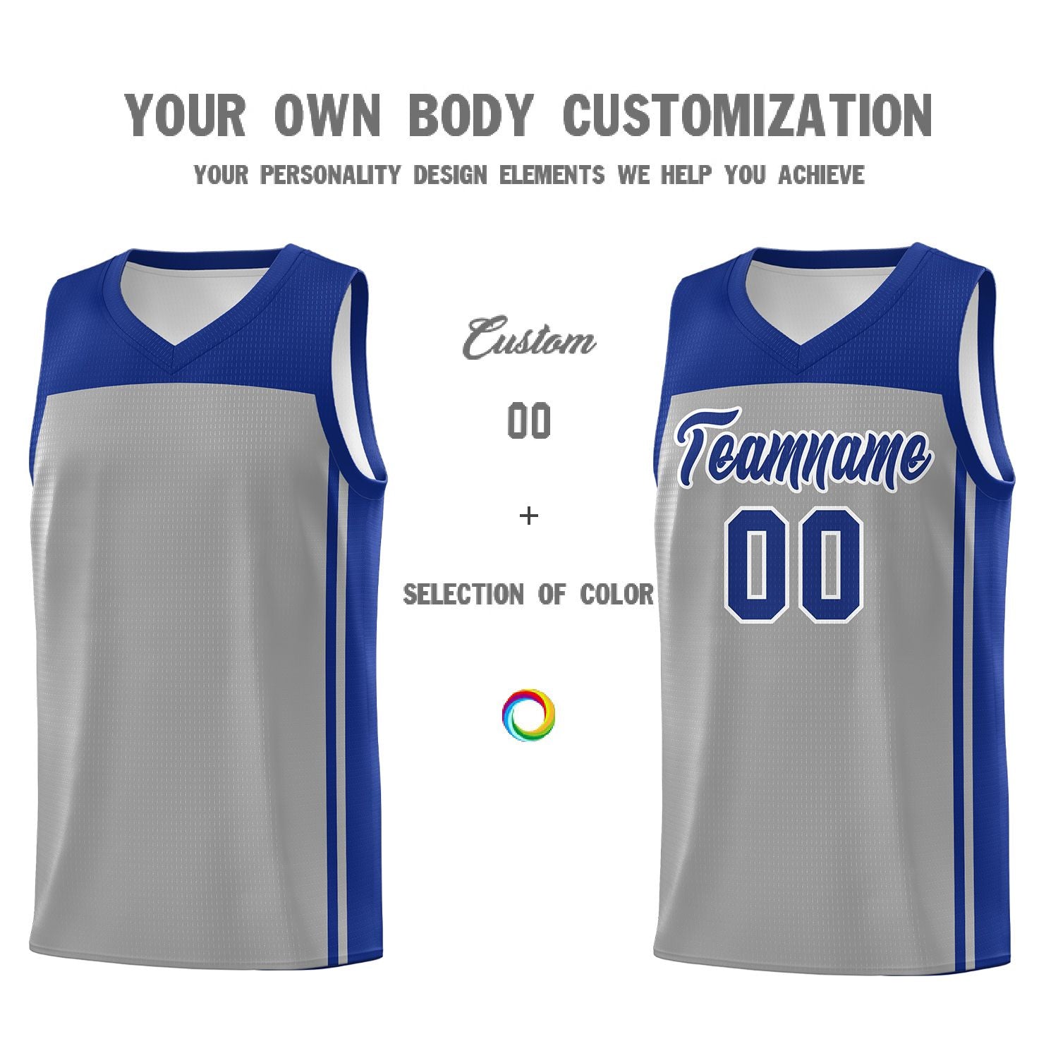 Custom Grey Navy Classic Sets Sports Uniform Basketball Jersey