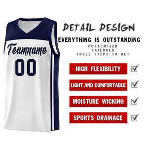 Custom White Navy Classic Sets Sports Uniform Basketball Jersey