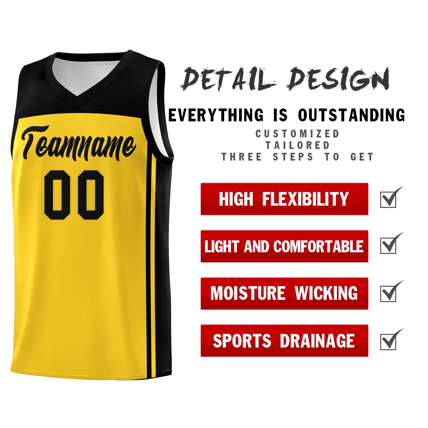 Custom Gold Black Classic Sets Sports Uniform Basketball Jersey