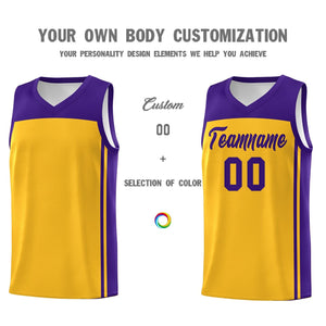 Custom Yellow Purple Classic Sets Sports Uniform Basketball Jersey