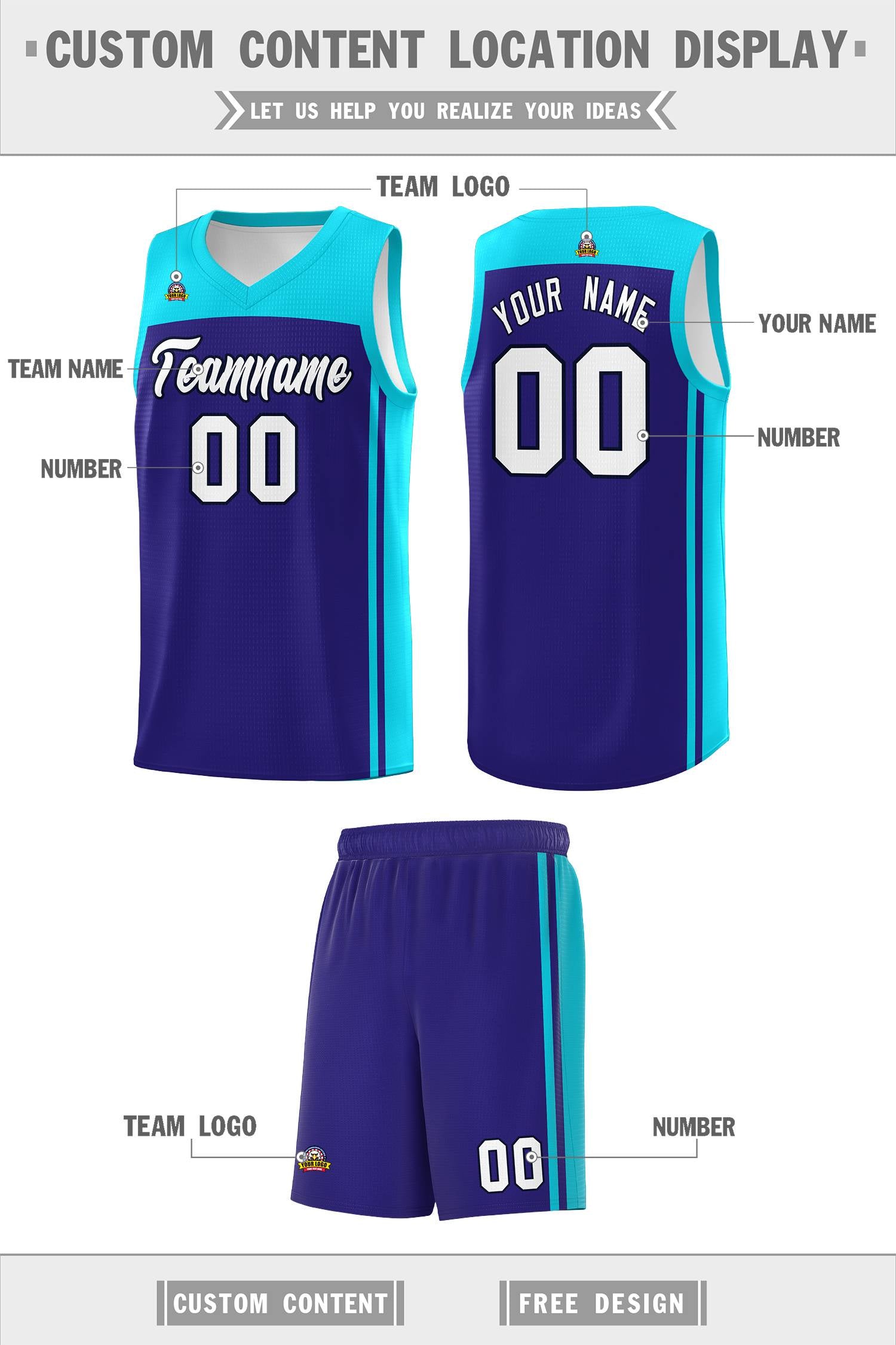 Custom Purple Sky Blue Classic Sets Sports Uniform Basketball Jersey