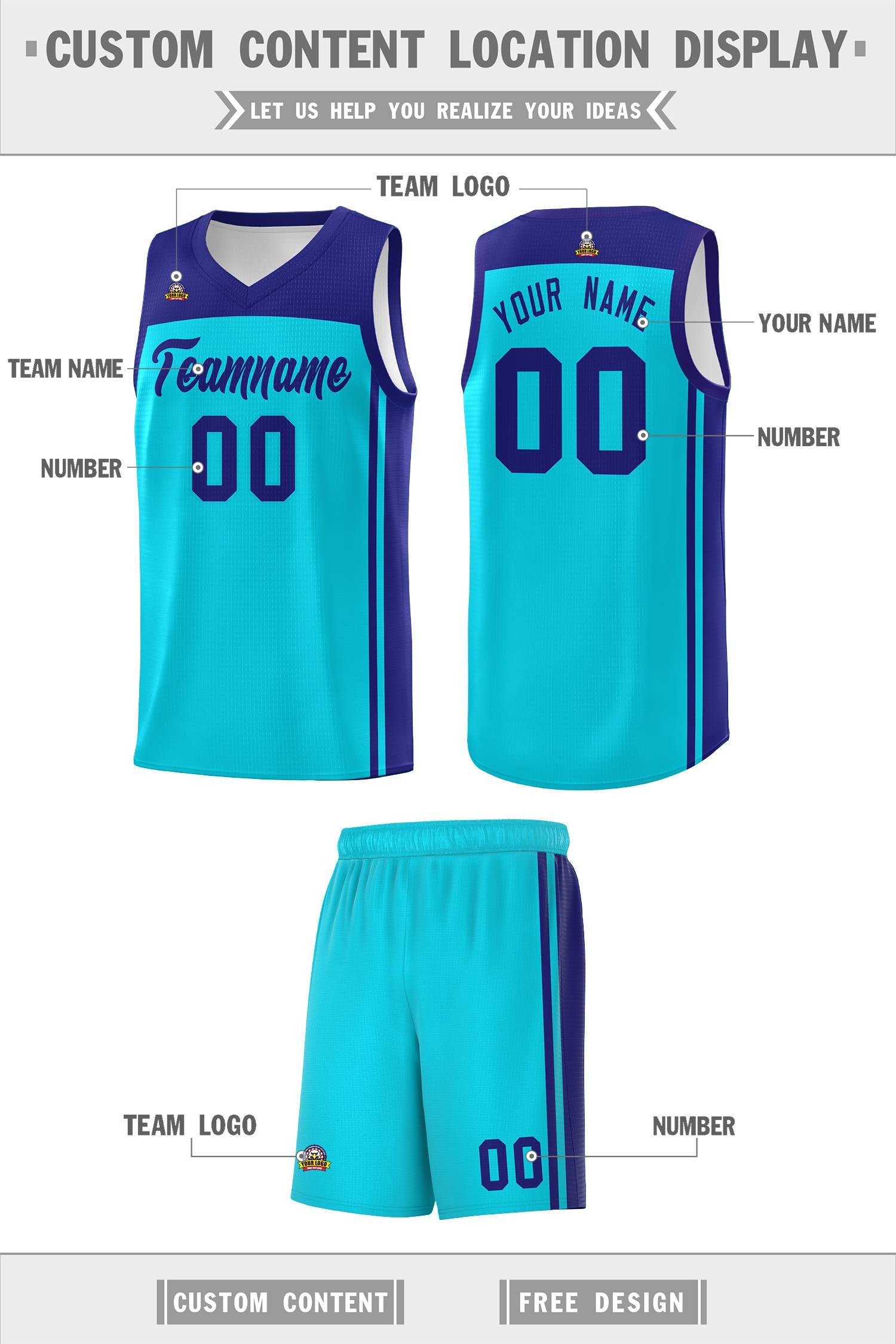 Custom Sky Blue Purple Classic Sets Sports Uniform Basketball Jersey