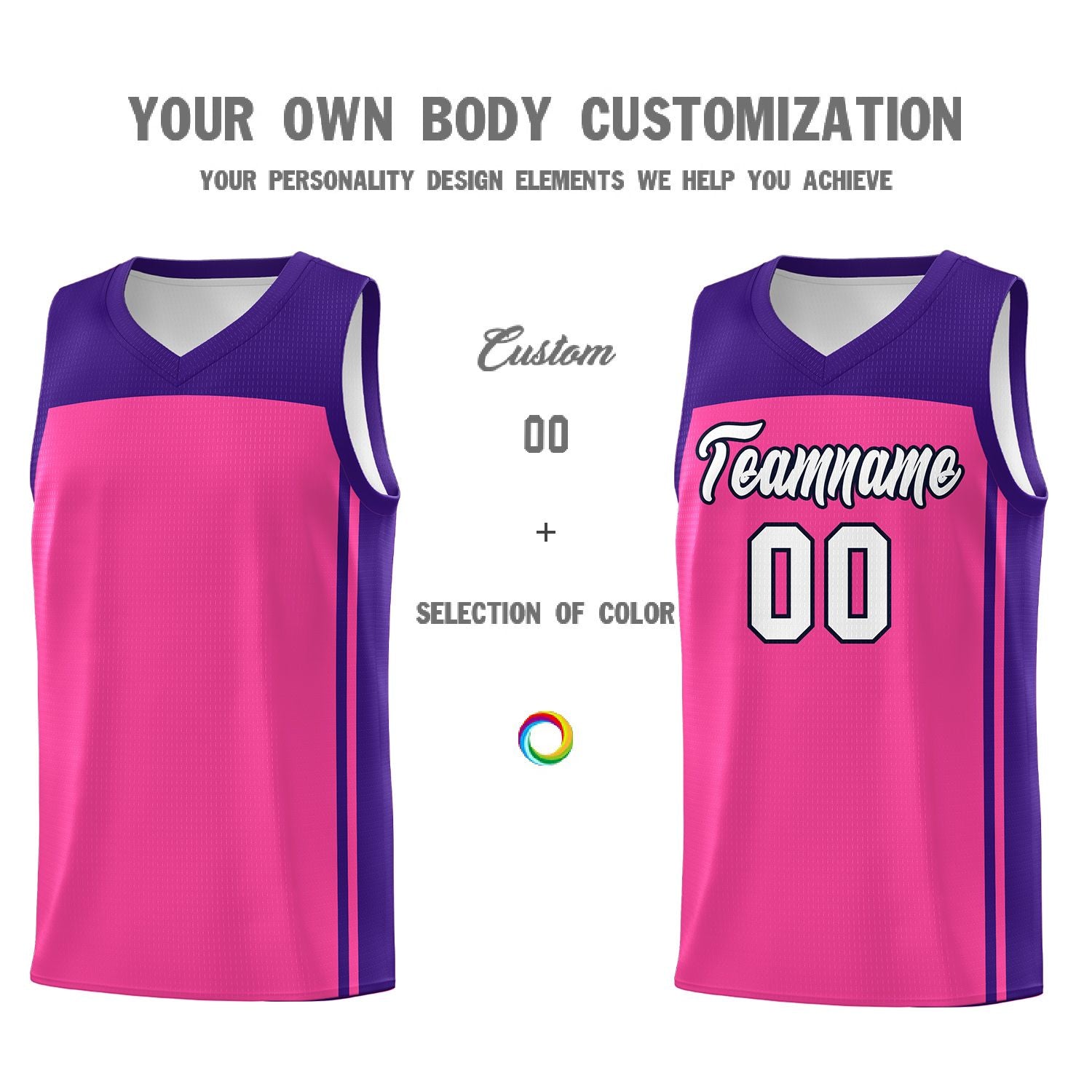 Custom Pink Purple Classic Sets Sports Uniform Basketball Jersey