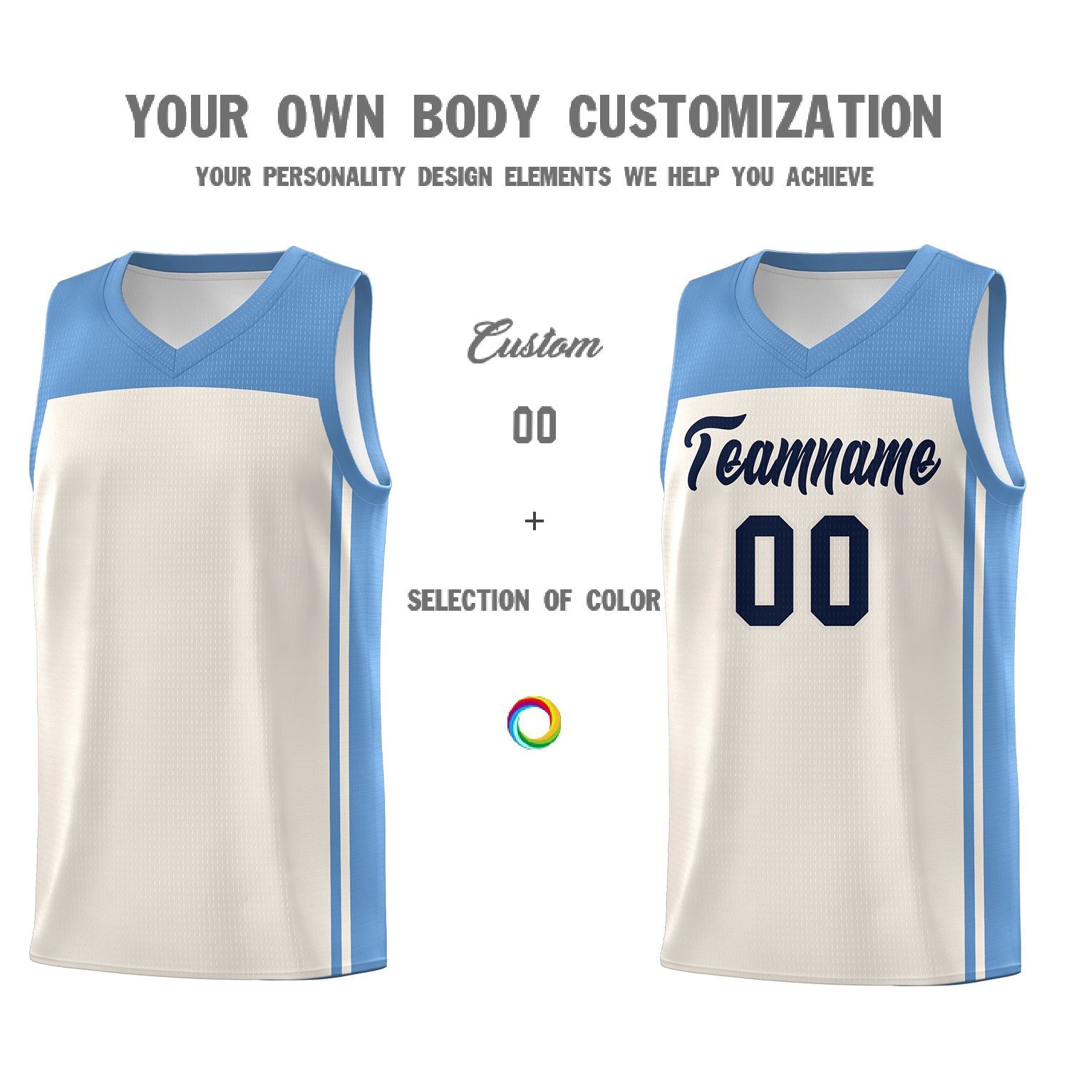 Custom Cream Light Blue Classic Sets Sports Uniform Basketball Jersey