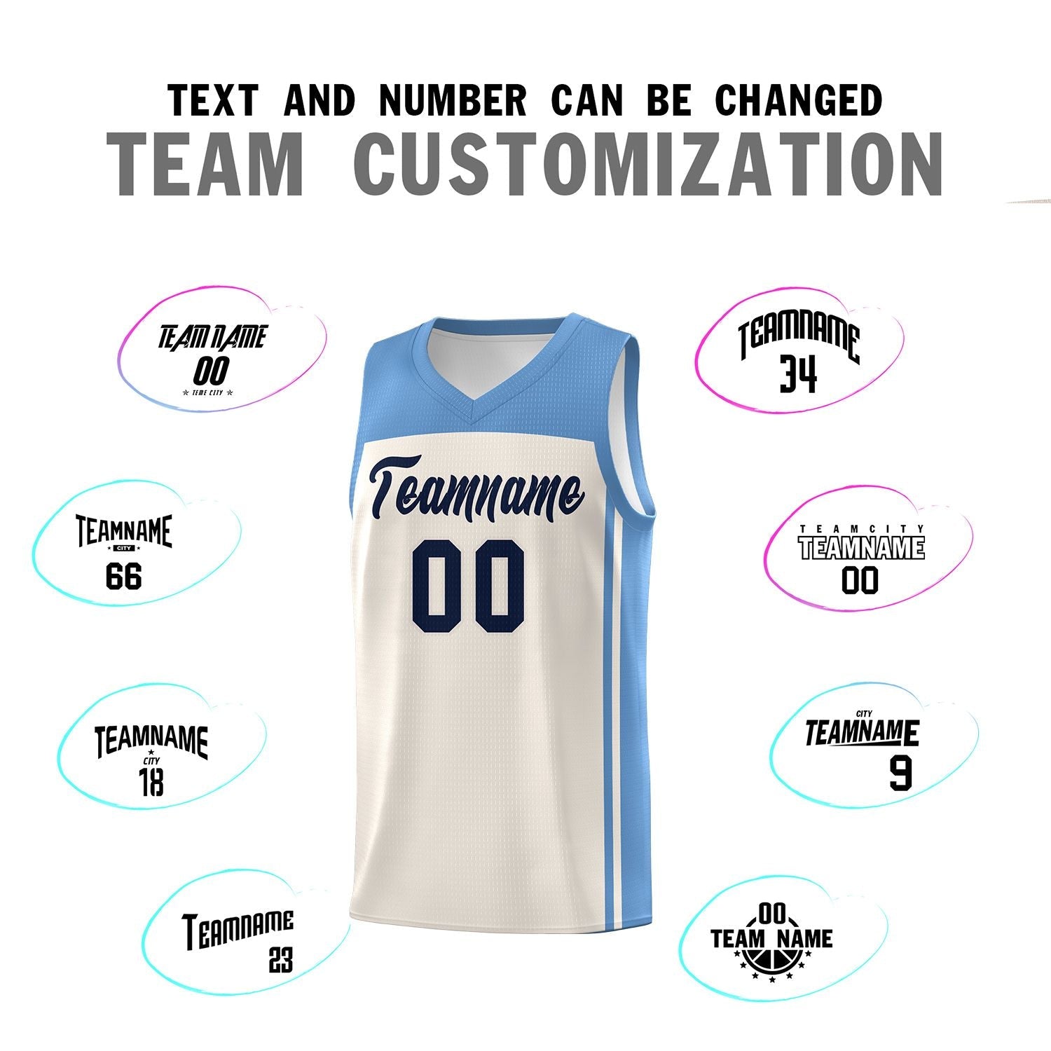 Custom Cream Light Blue Classic Sets Sports Uniform Basketball Jersey