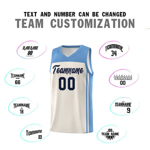 Custom Cream Light Blue Classic Sets Sports Uniform Basketball Jersey