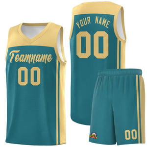 Custom Aqua Khaki Classic Sets Sports Uniform Basketball Jersey