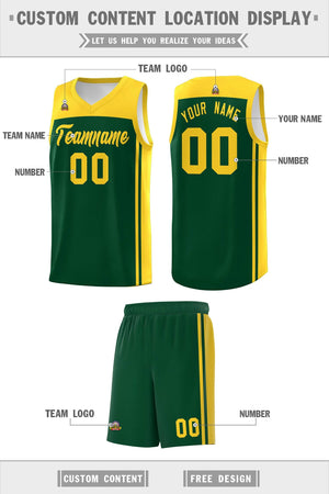 Custom Green Gold Classic Sets Sports Uniform Basketball Jersey