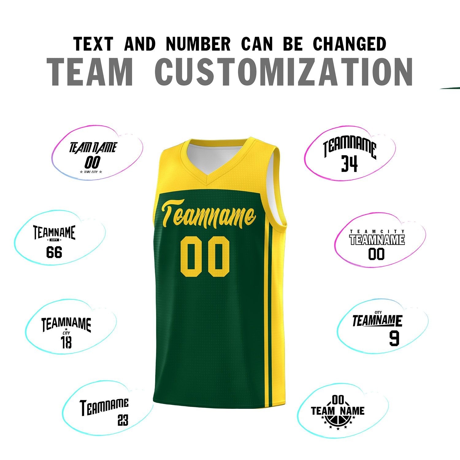 Custom Green Gold Classic Sets Sports Uniform Basketball Jersey