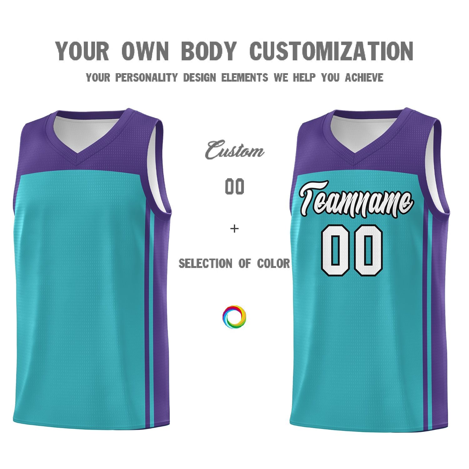 Custom Aqua Purple Classic Sets Sports Uniform Basketball Jersey