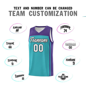 Custom Aqua Purple Classic Sets Sports Uniform Basketball Jersey