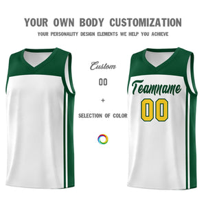 Custom White Green Classic Sets Sports Uniform Basketball Jersey