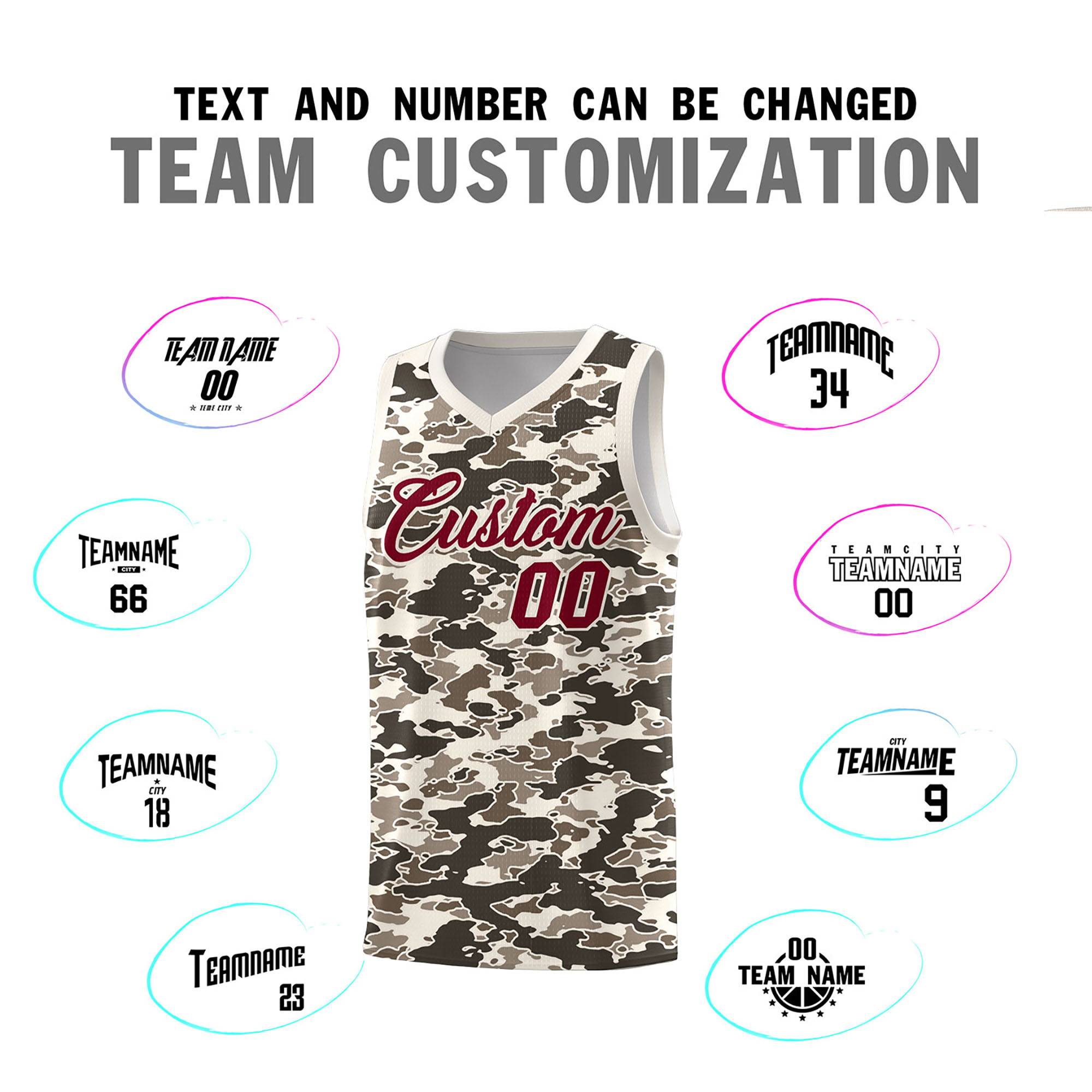 Custom Personalized Camo Sets Sports Uniform Basketball Jersey