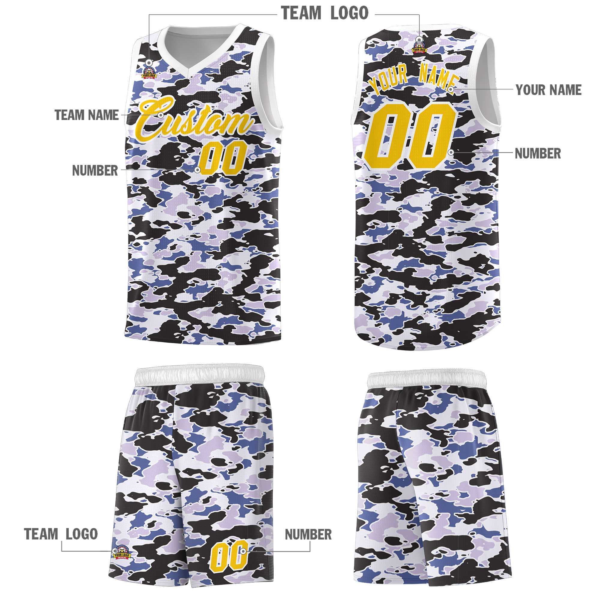 Custom Personalized Camo Sets Sports Uniform Basketball Jersey