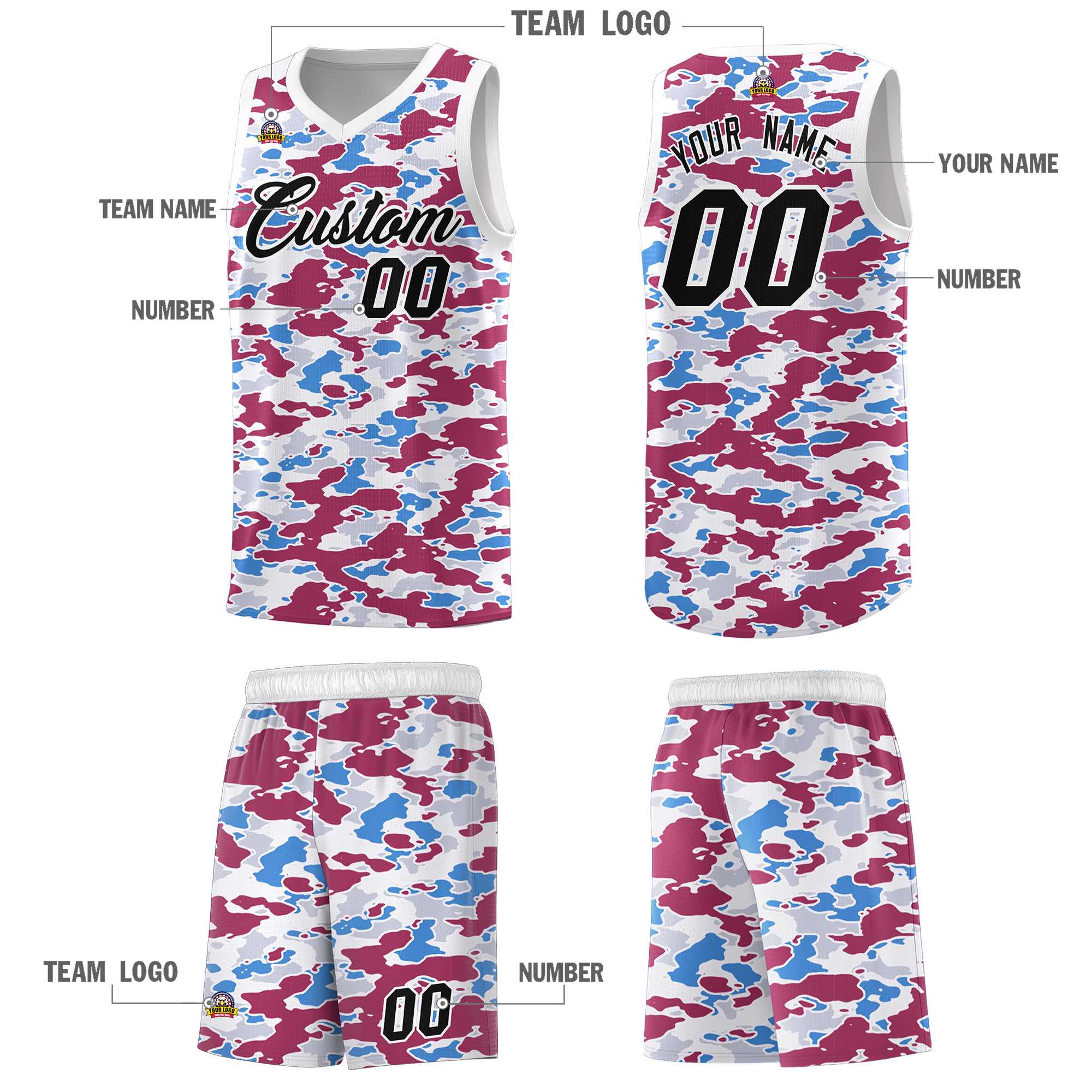 Custom Personalized Camo Sets Sports Uniform Basketball Jersey