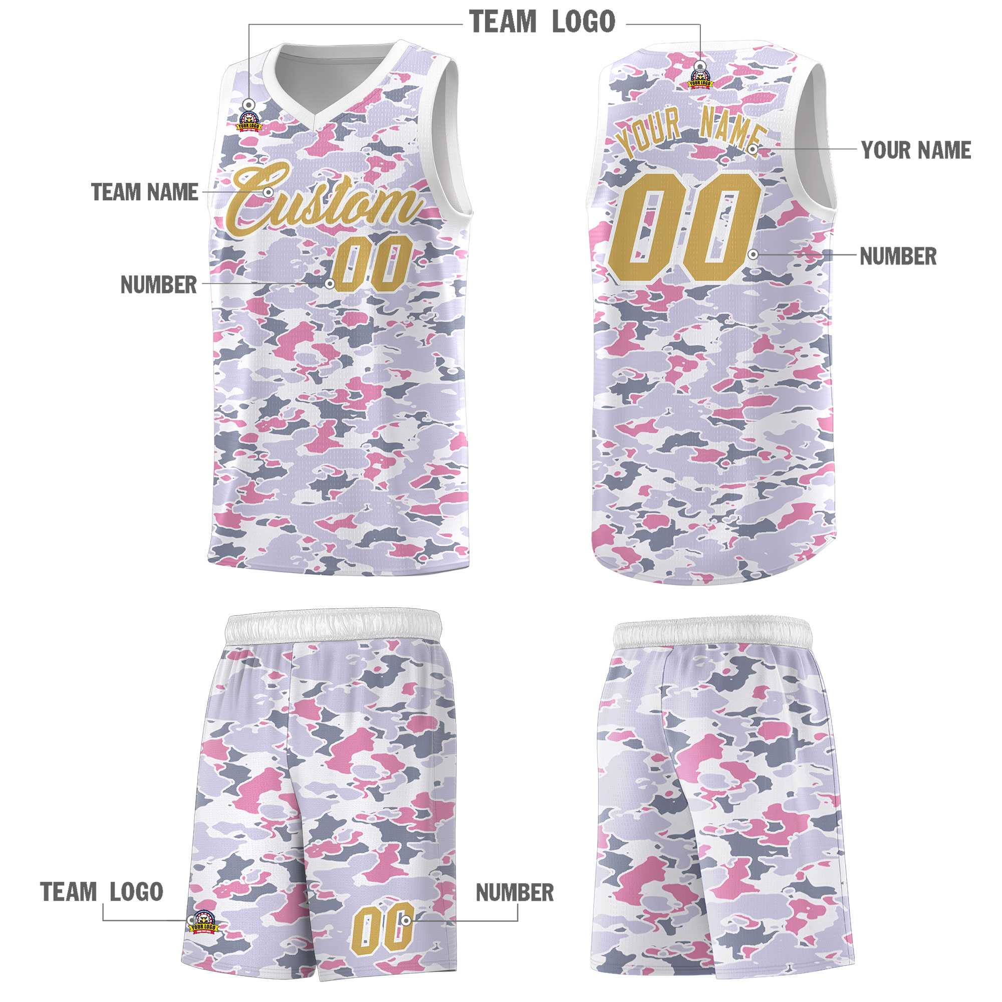 Custom Personalized Camo Sets Sports Uniform Basketball Jersey