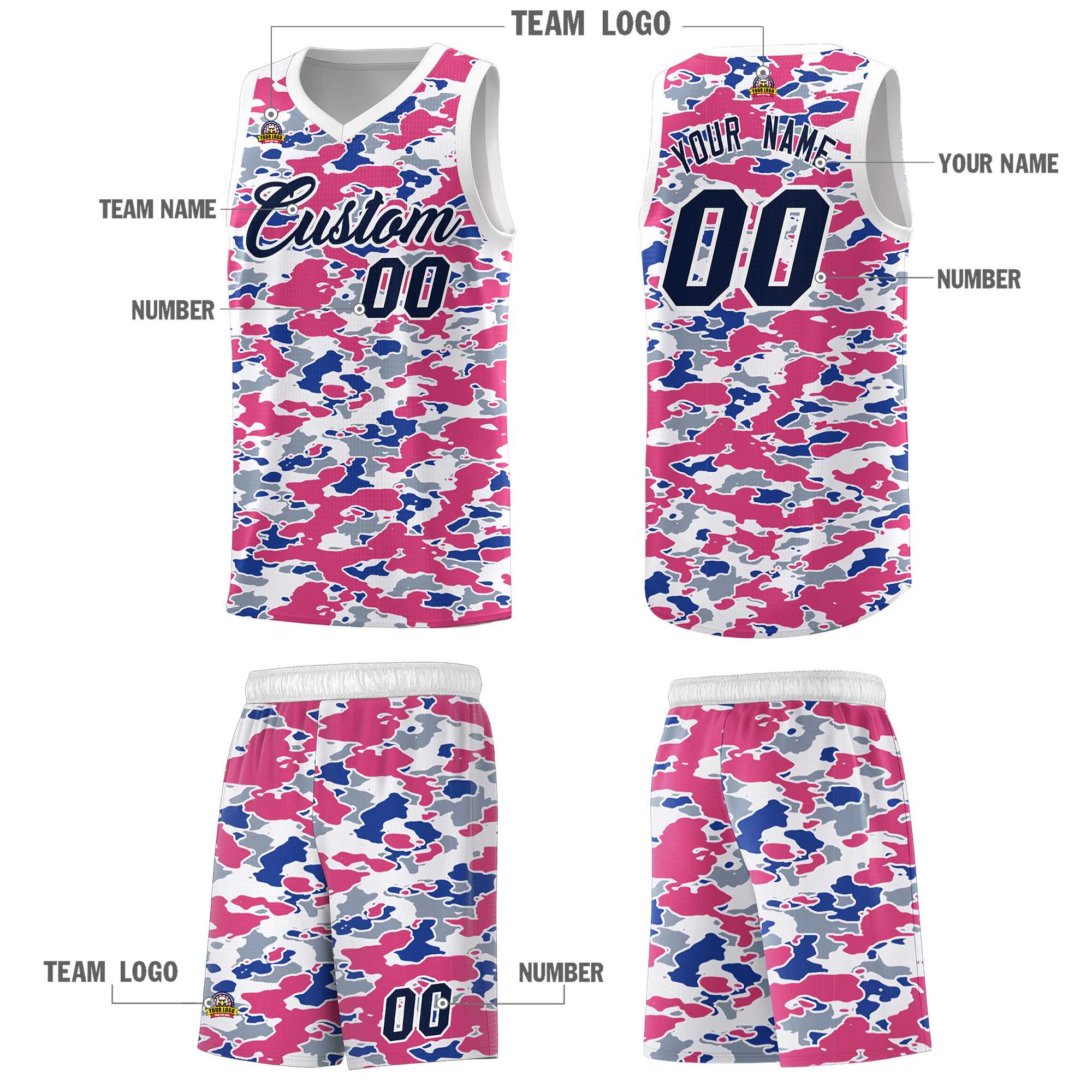 Custom Personalized Camo Sets Sports Uniform Basketball Jersey