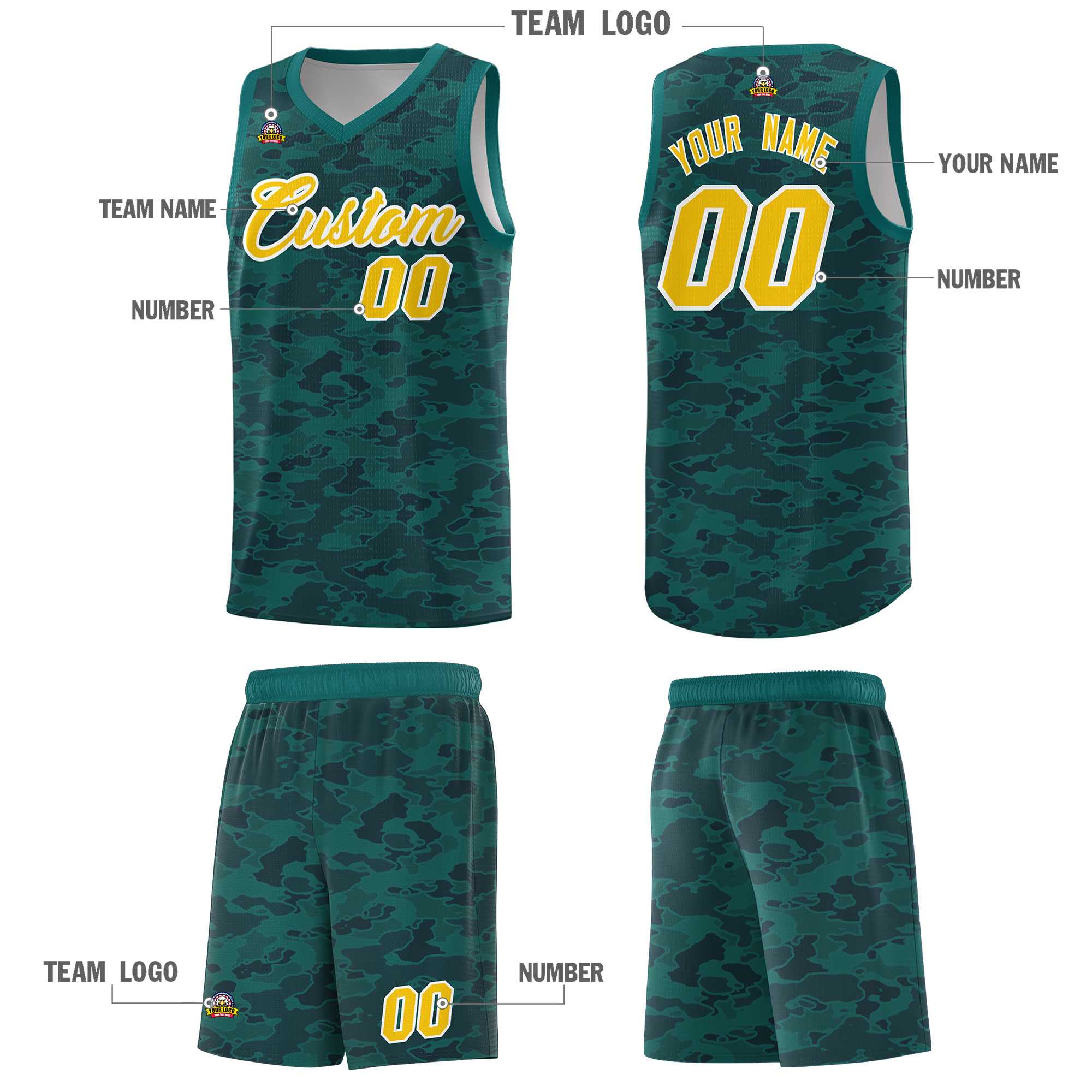 Custom Personalized Camo Sets Sports Uniform Basketball Jersey