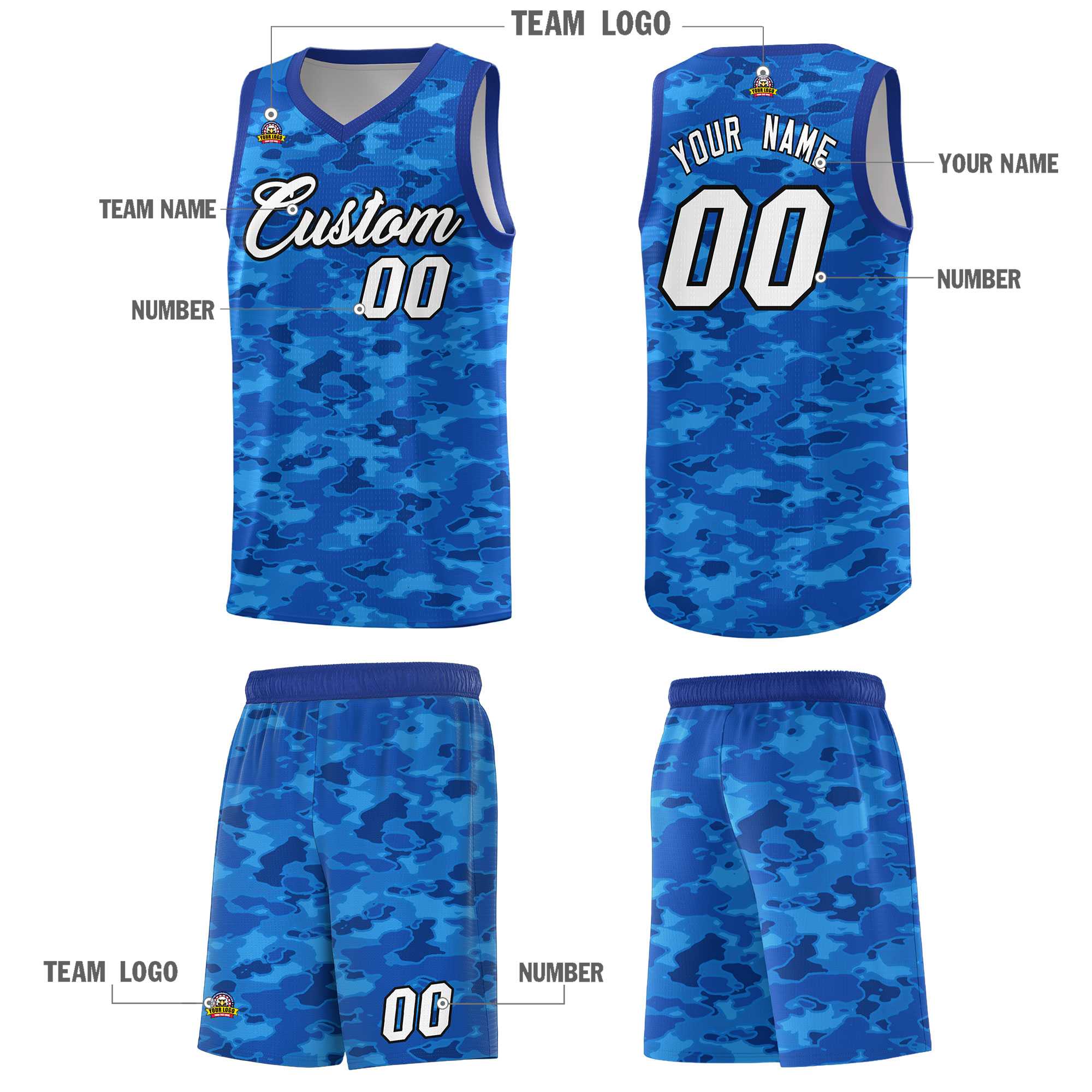 Custom Personalized Camo Sets Sports Uniform Basketball Jersey