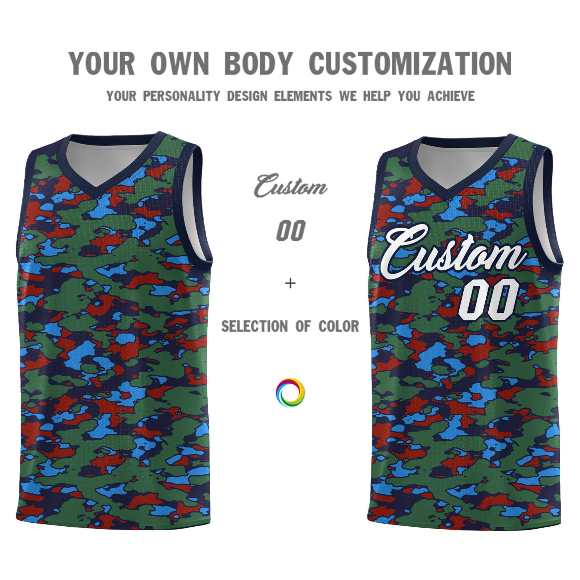 Custom Personalized Camo Sets Sports Uniform Basketball Jersey