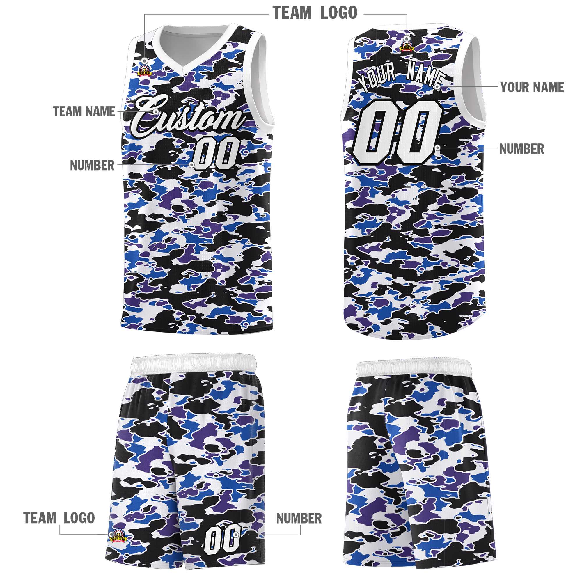 Custom Personalized Camo Sets Sports Uniform Basketball Jersey